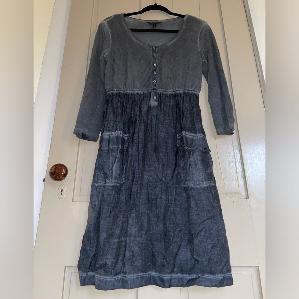 Soma Long Sleeve Scoop Neck Sundress Double Lined Adjustable Straps Button Up - Picture 3 of 13
